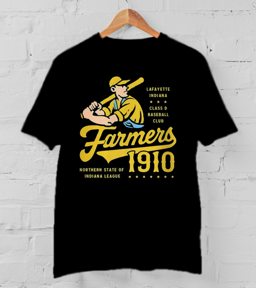Farmers 1910 Lafayette Indiana Class D Baseball Club Northern State Of Indiana League Retro T-Shirt