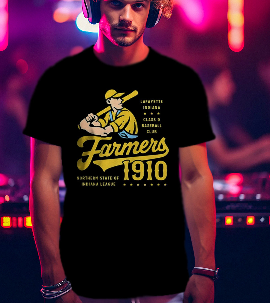 Farmers 1910 Lafayette Indiana Class D Baseball Club Northern State Of Indiana League Retro T-Shirt