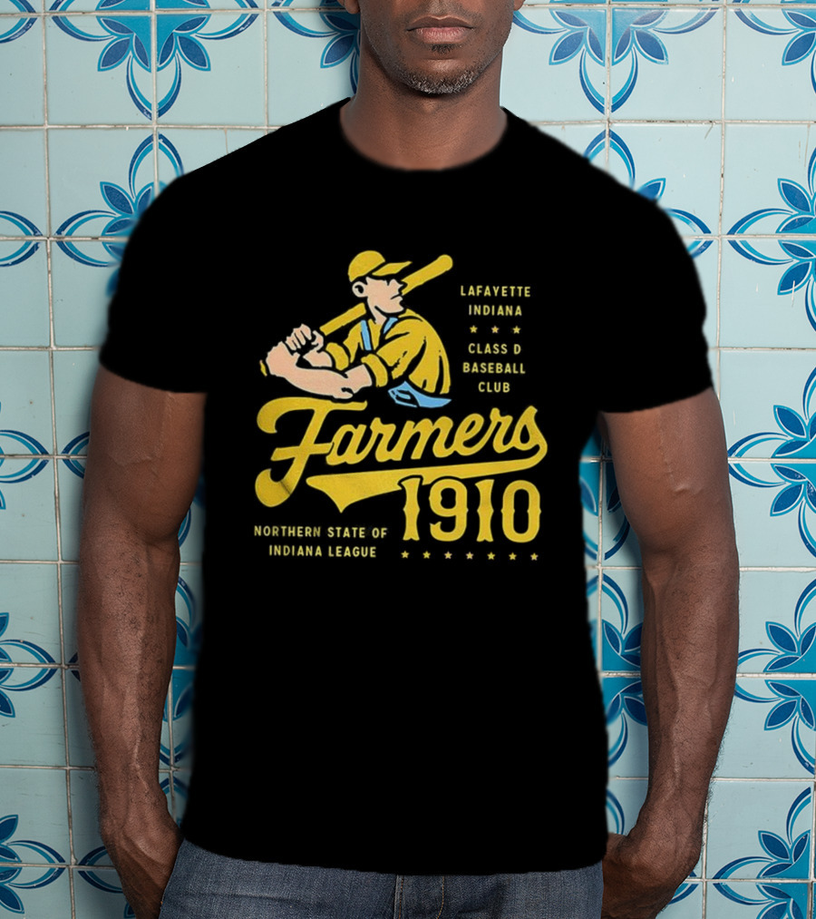 Farmers 1910 Lafayette Indiana Class D Baseball Club Northern State Of Indiana League Retro T-Shirt