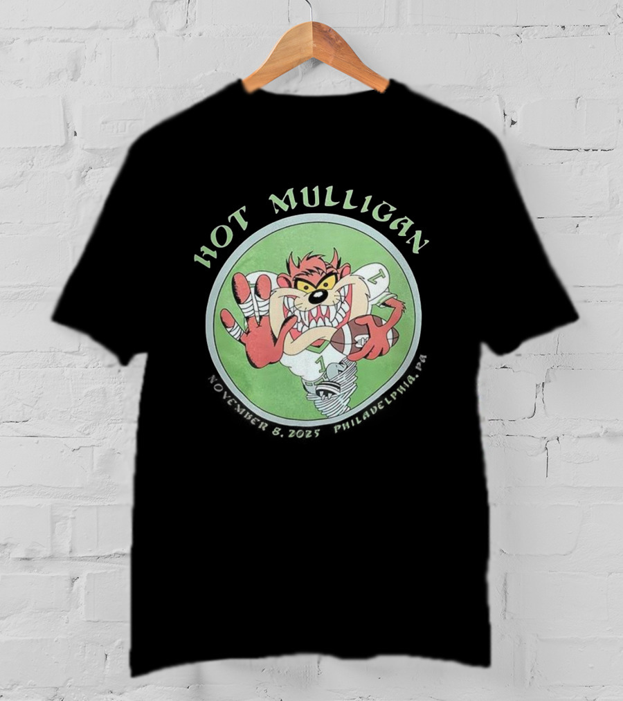 Hot Mulligan November 8 2025 Philadelphia PA Tasmanian Devil Football Player T-Shirt