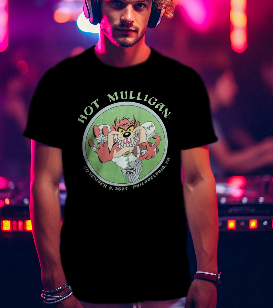 Hot Mulligan November 8 2025 Philadelphia PA Tasmanian Devil Football Player T-Shirt