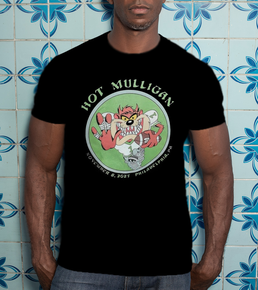 Hot Mulligan November 8 2025 Philadelphia PA Tasmanian Devil Football Player T-Shirt