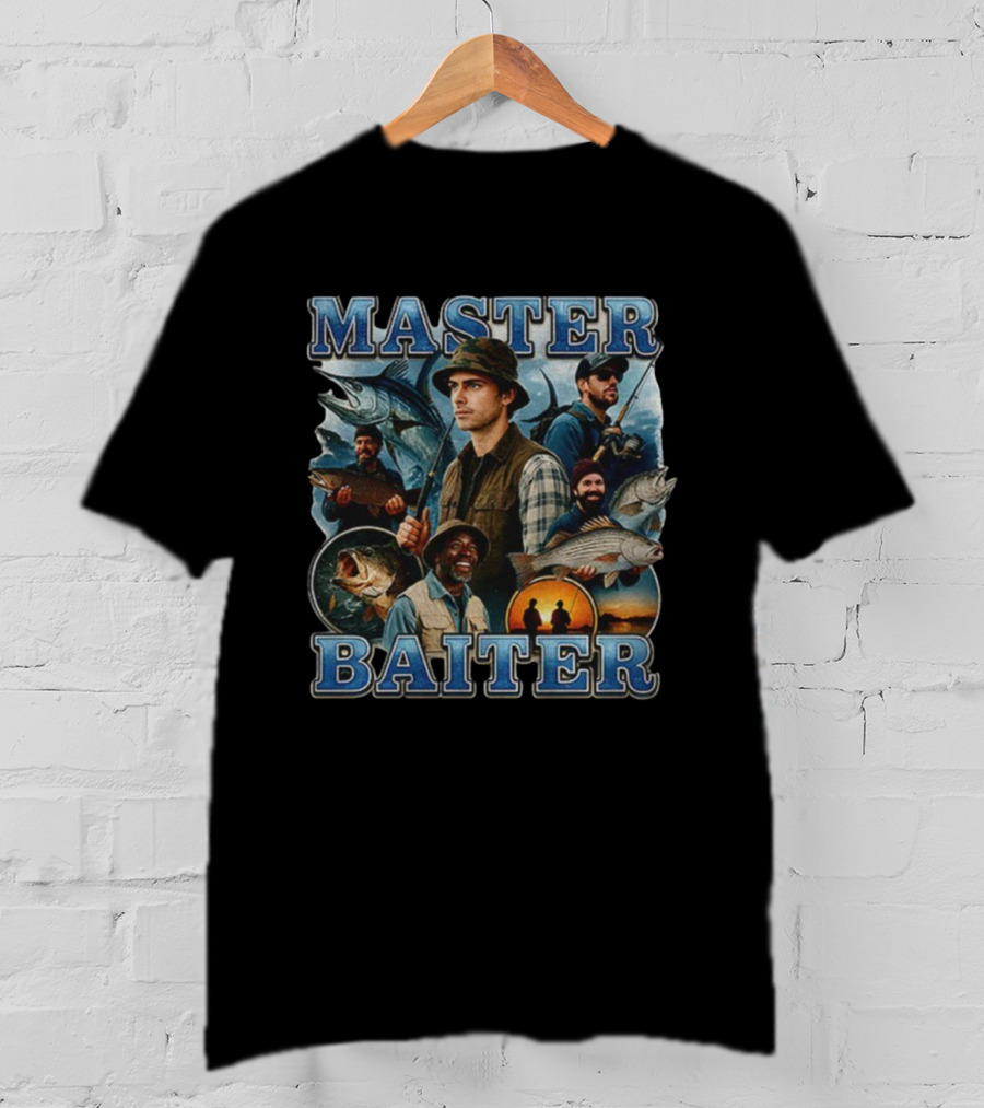 Master Baiter Vintage Fishing Enthusiasts Scenic Adventure T-Shirt
