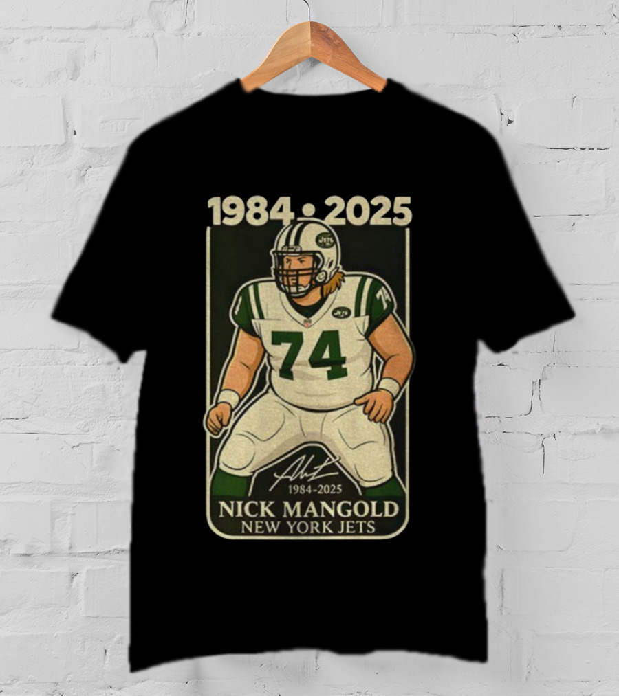 1984-2025 Nick Mangold 74 New York Jets Football Legend Signature T-Shirt