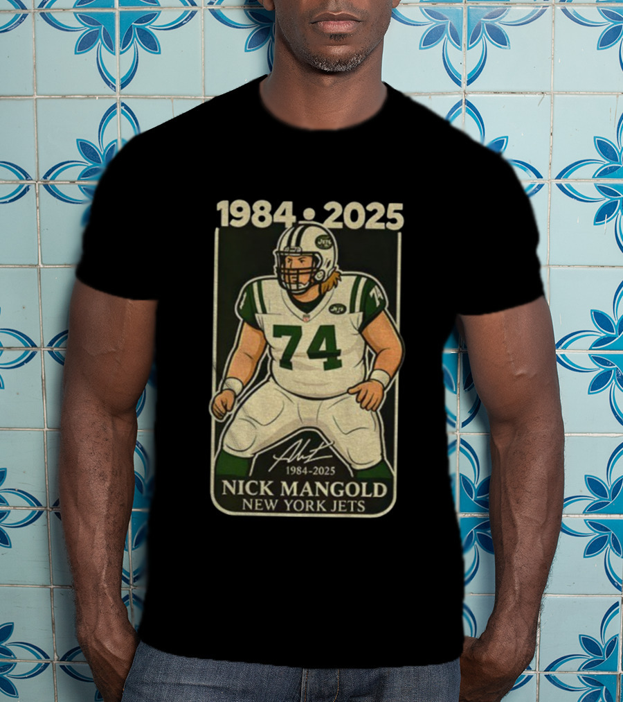1984-2025 Nick Mangold 74 New York Jets Football Legend Signature T-Shirt