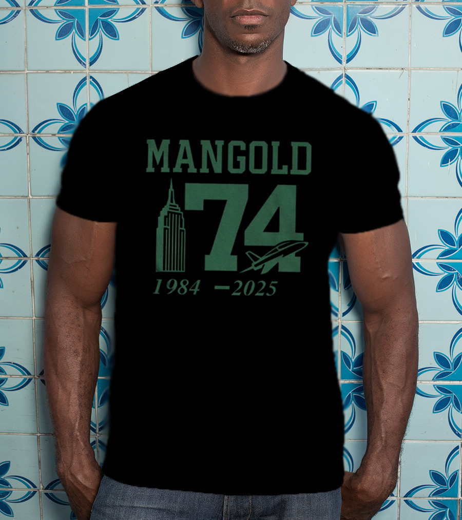 MANGOLD 74 New York Jets 1984 2025 Jet Skyline Tribute T-Shirt