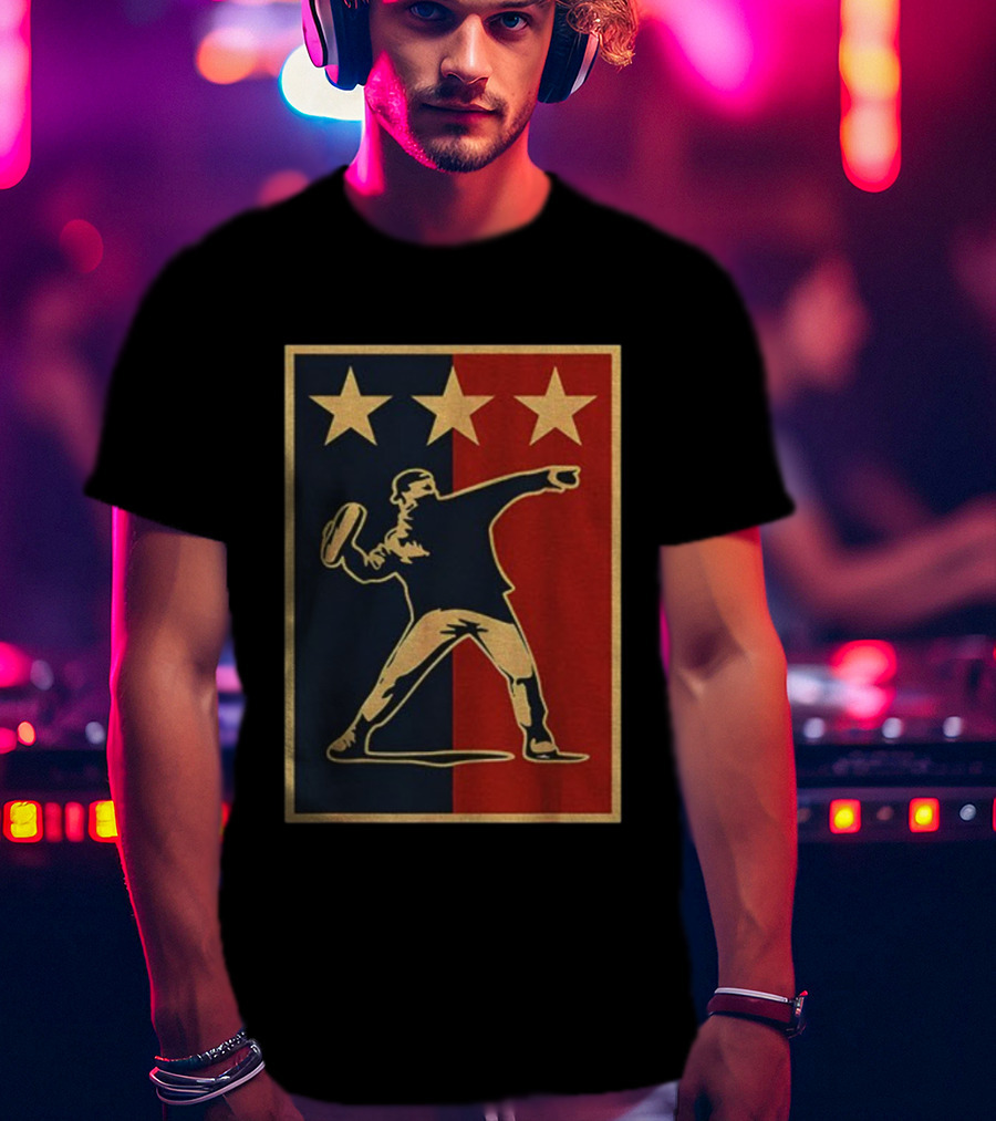 Sandwich Guy Resist Hope Obey Style Three Stars Retro Thrower T-Shirt