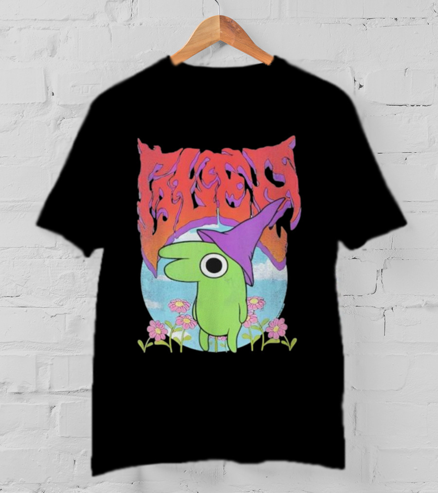 Glep Vintage Heavy Metal Cartoon With Flowers And Witch Hat T-Shirt