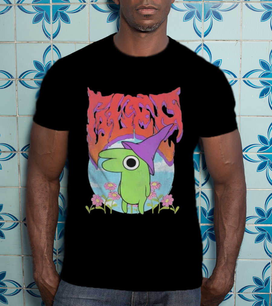 Glep Vintage Heavy Metal Cartoon With Flowers And Witch Hat T-Shirt