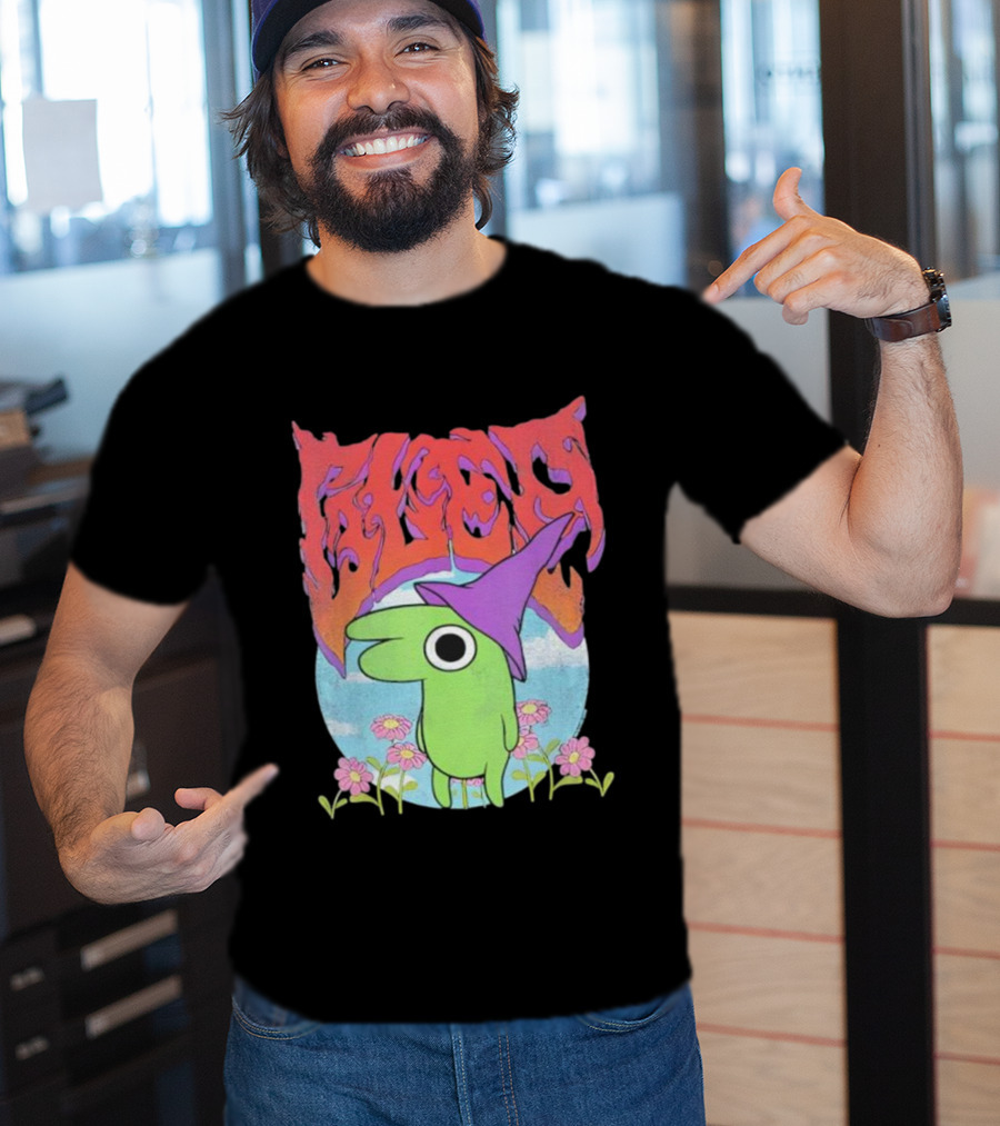 Glep Vintage Heavy Metal Cartoon With Flowers And Witch Hat T-Shirt