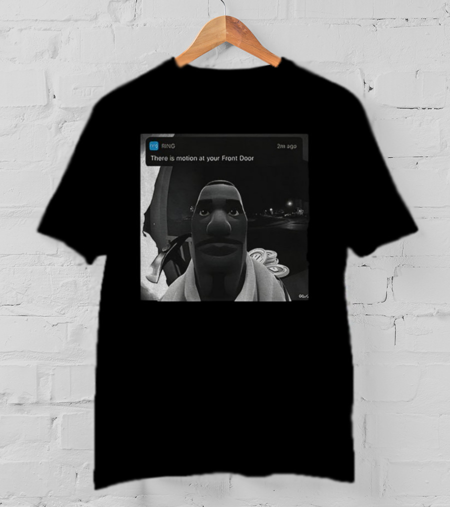 Ring Notification Meme 2m Ago Front Door Motion Alert Cartoon Face T-Shirt