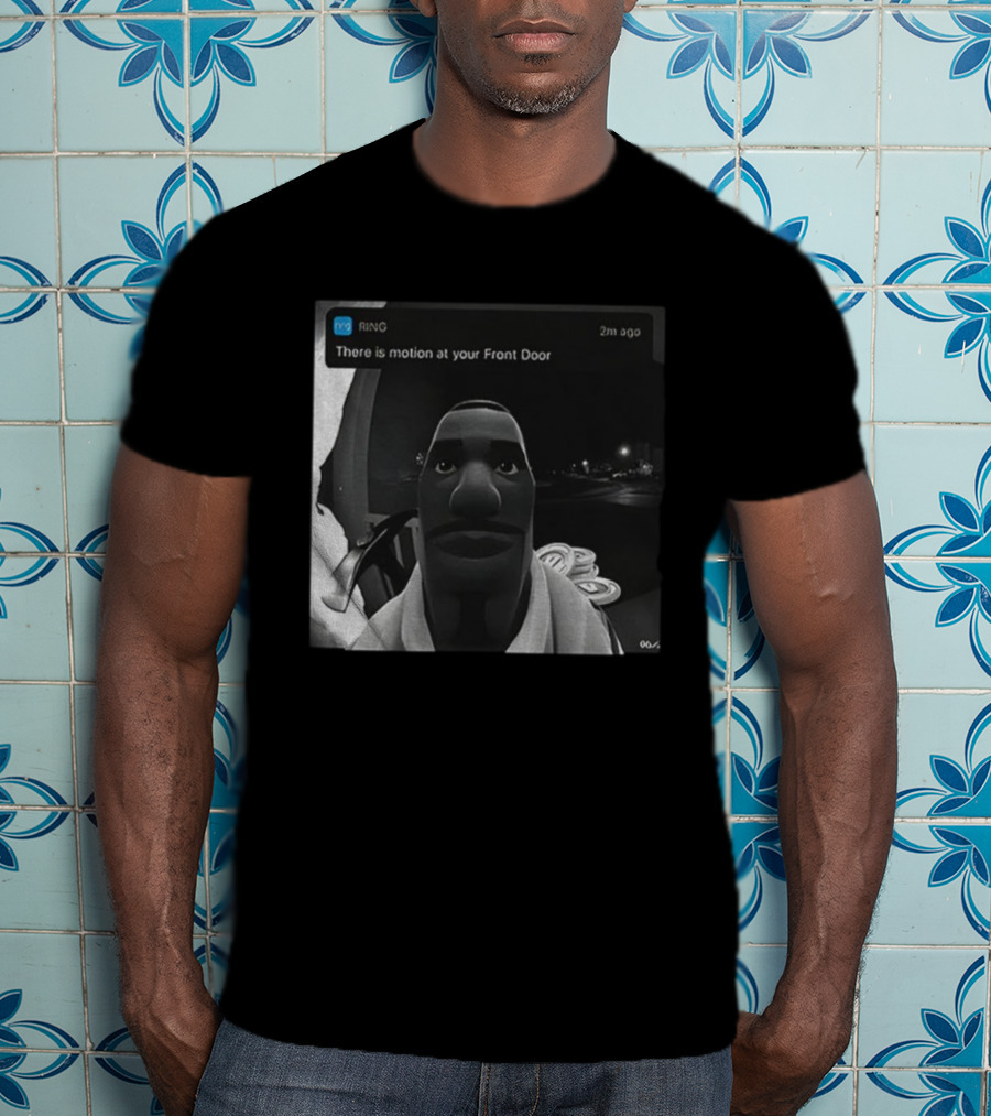 Ring Notification Meme 2m Ago Front Door Motion Alert Cartoon Face T-Shirt