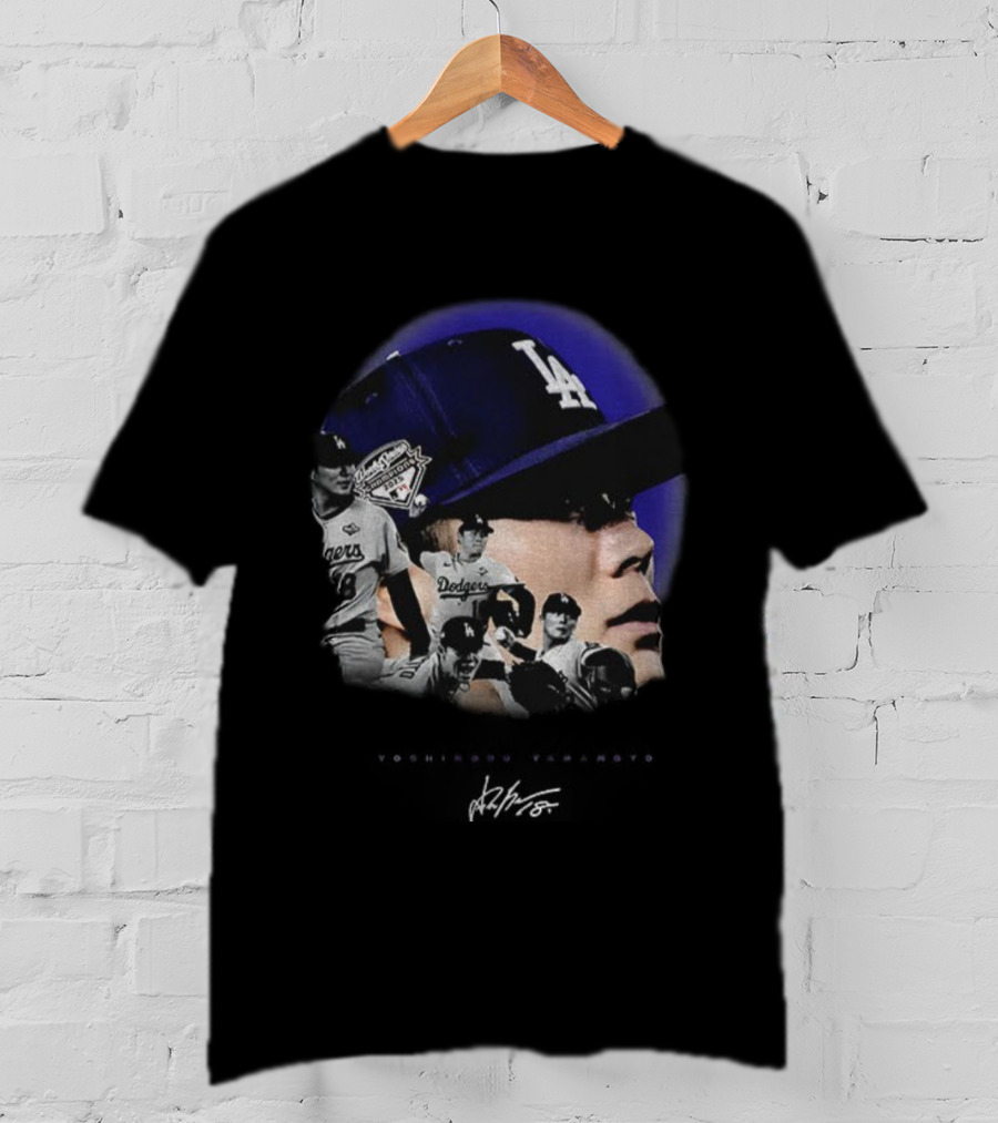 Dodgers MVP Yamamoto Vintage Baseball Icon LA Cap T-Shirt