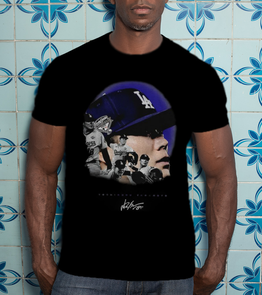 Dodgers MVP Yamamoto Vintage Baseball Icon LA Cap T-Shirt