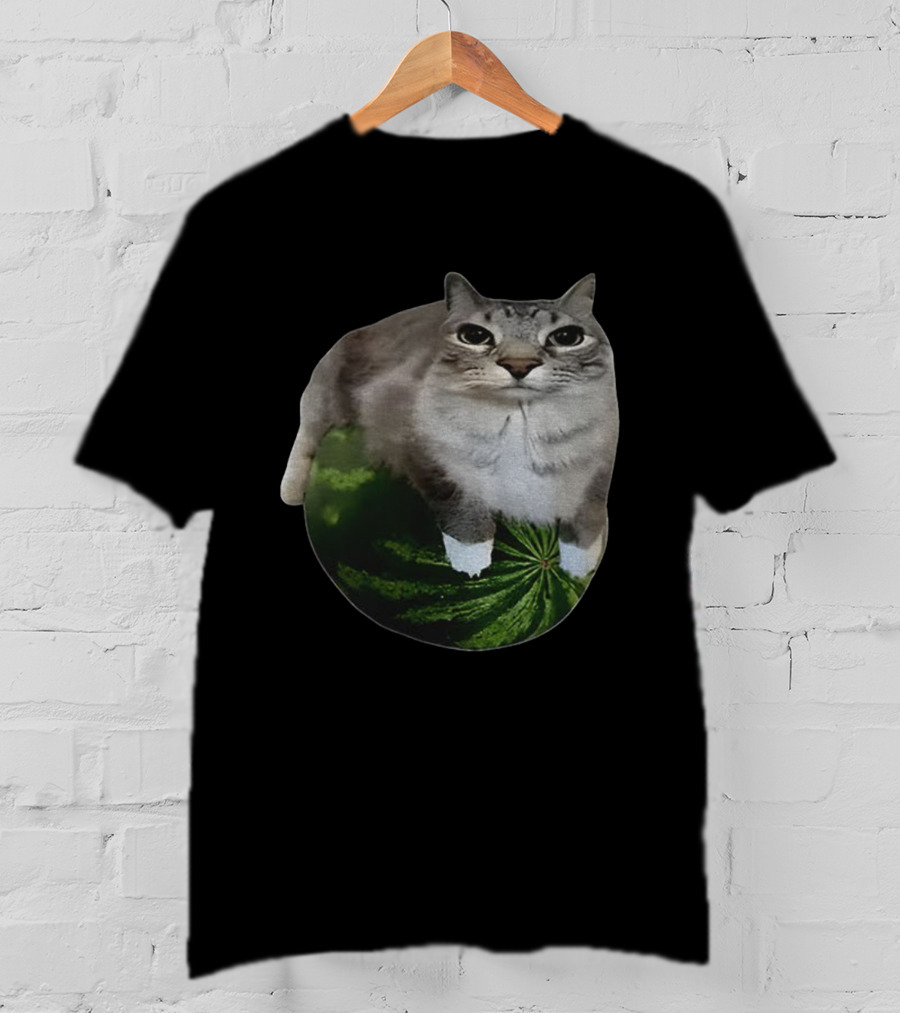 Watermelon Cat Meme Humor Collage T-Shirt