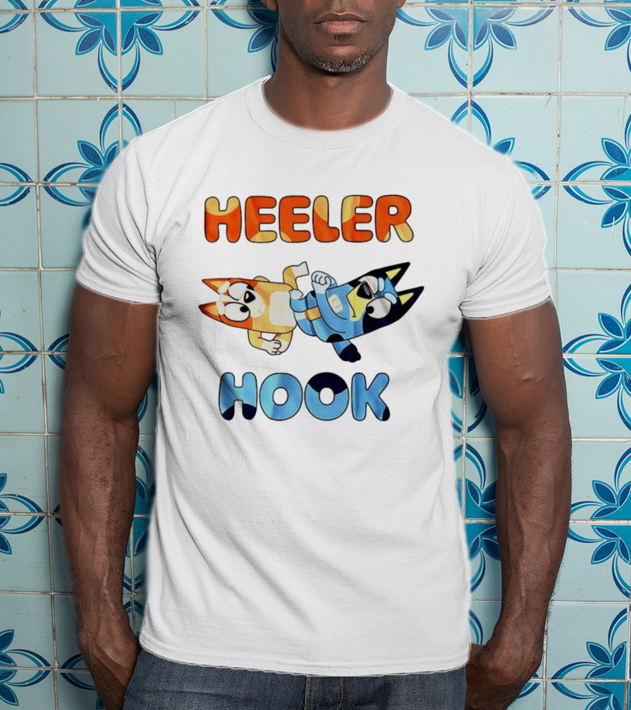 Bluey Heeler Hook Wrestling Playful Cartoons T-Shirt