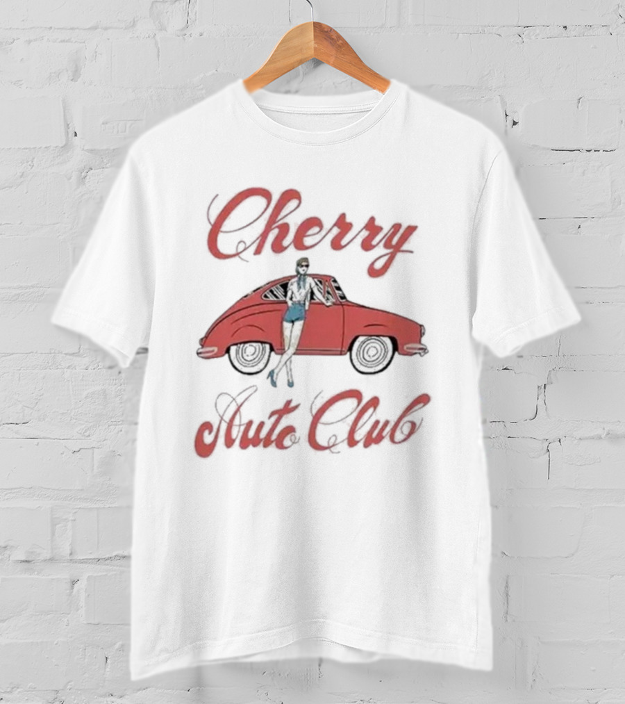 Cherry Auto Club Vintage Style Morgan Classic Car Retro Pin-Up T-Shirt