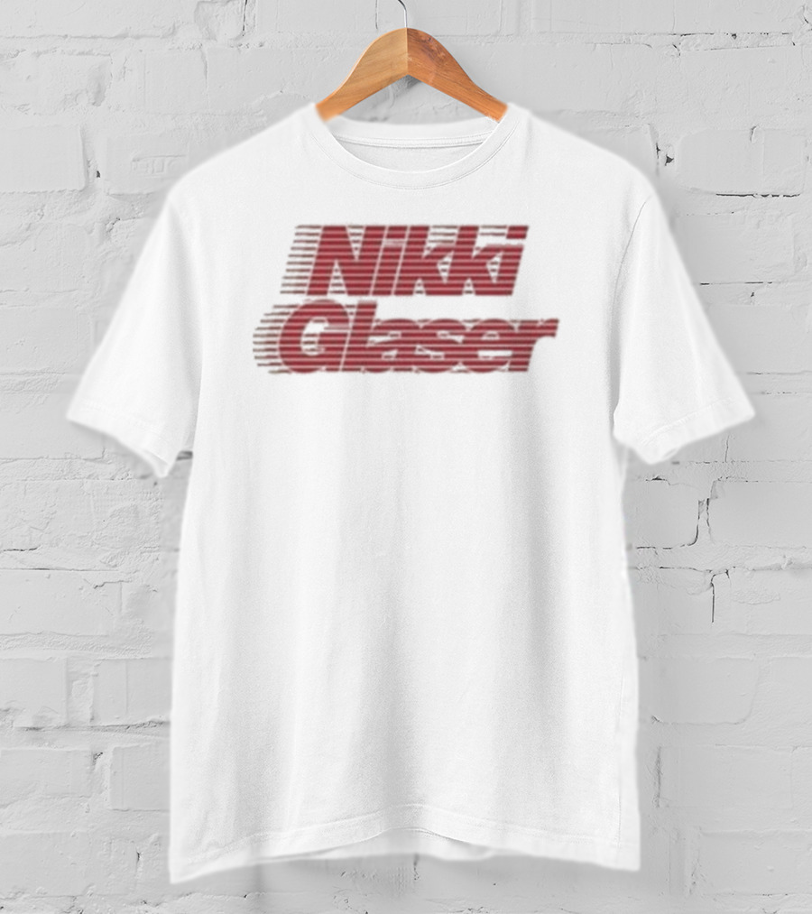 Nikki Glaser Motion Striped Red Text T-Shirt