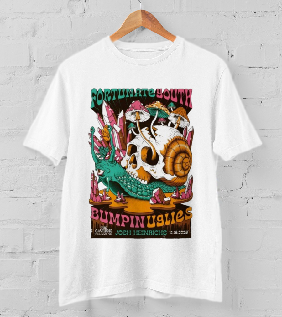 Fortunate Youth Bumpin Uglies Skull Snail The Caverns TN Nov 16 2023 Josh Heinrichs T-Shirt