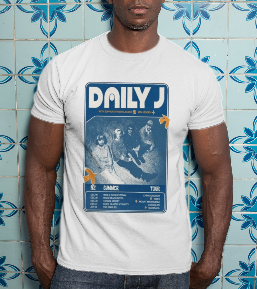 Daily J NZ Summer Tour 2025-2026 Support From Flaxxies Mim Jensen Christchurch Matakana T-Shirt