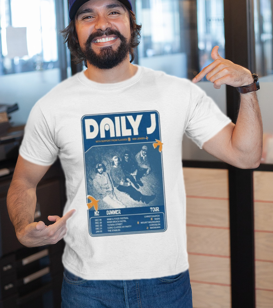 Daily J NZ Summer Tour 2025-2026 Support From Flaxxies Mim Jensen Christchurch Matakana T-Shirt