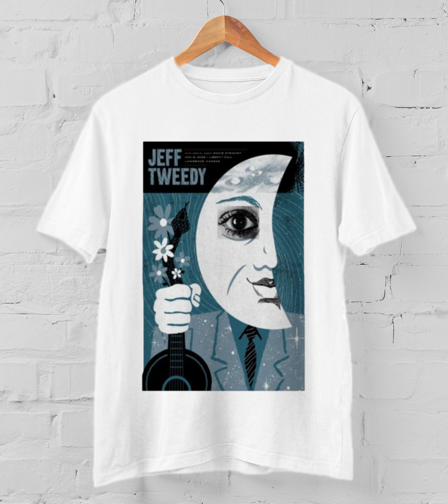 Jeff Tweedy Nov 8 2025 Liberty Hall Lawrence KS Moon Eye Flowers Guitar Art T-Shirt