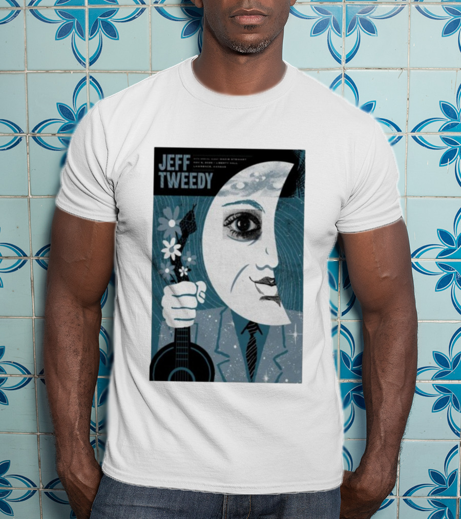 Jeff Tweedy Nov 8 2025 Liberty Hall Lawrence KS Moon Eye Flowers Guitar Art T-Shirt