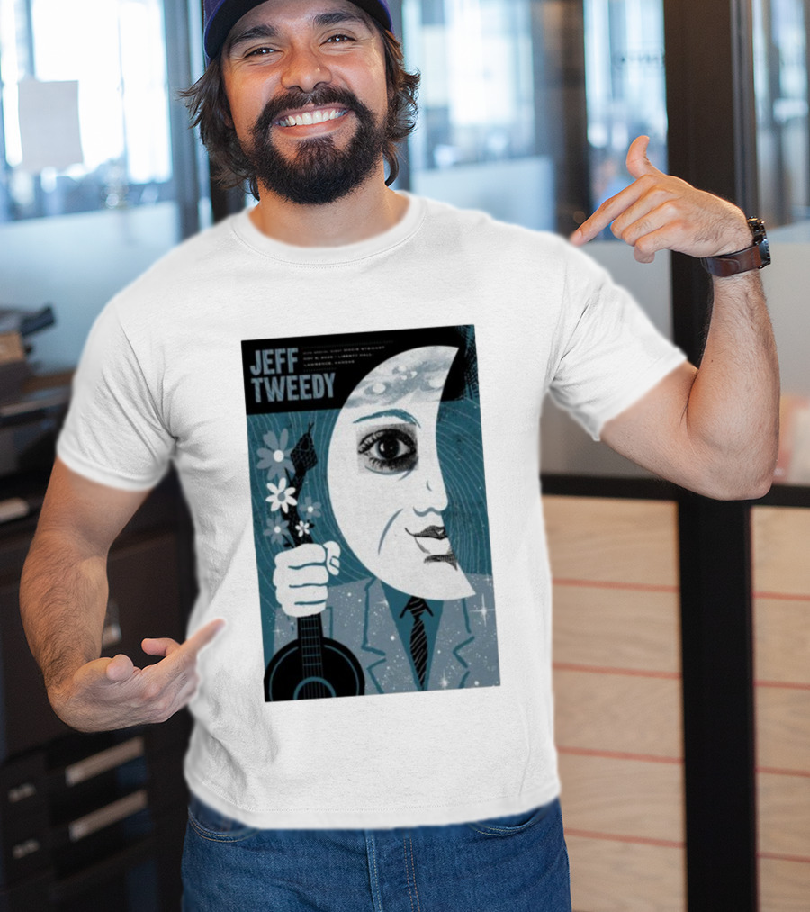 Jeff Tweedy Nov 8 2025 Liberty Hall Lawrence KS Moon Eye Flowers Guitar Art T-Shirt