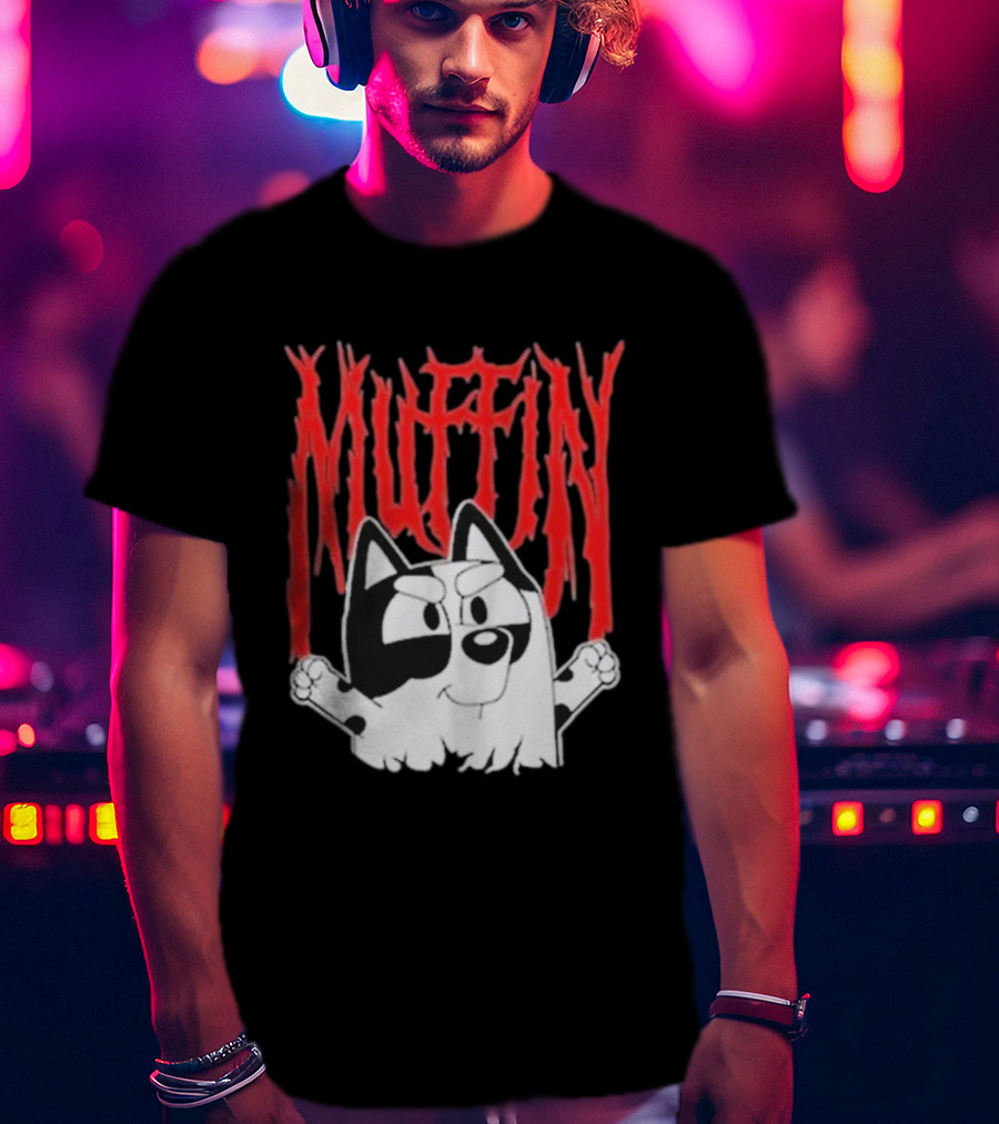 Bluey Muffin Metal Band Style T-Shirt