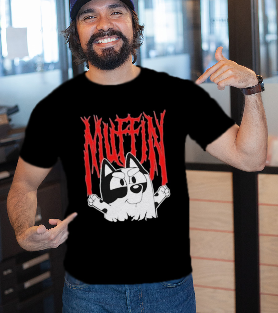 Bluey Muffin Metal Band Style T-Shirt