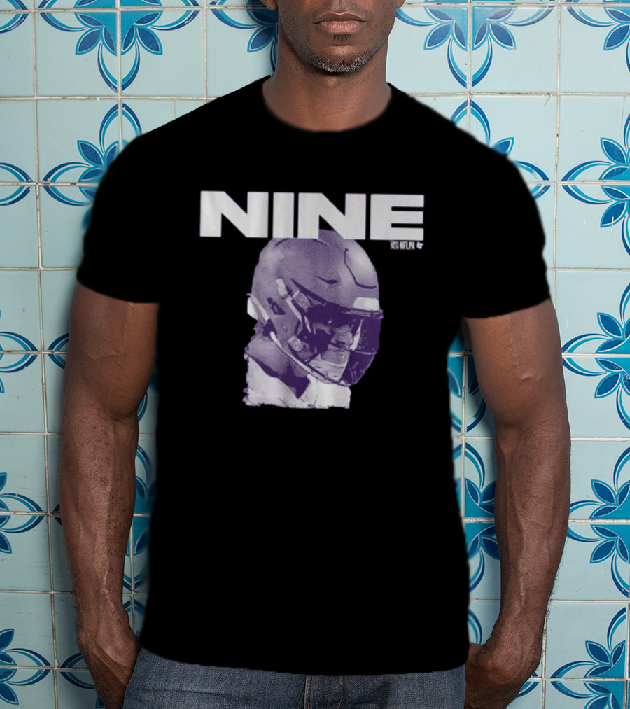 J.J. McCarthy Nine Football Helmet Graphic T-Shirt