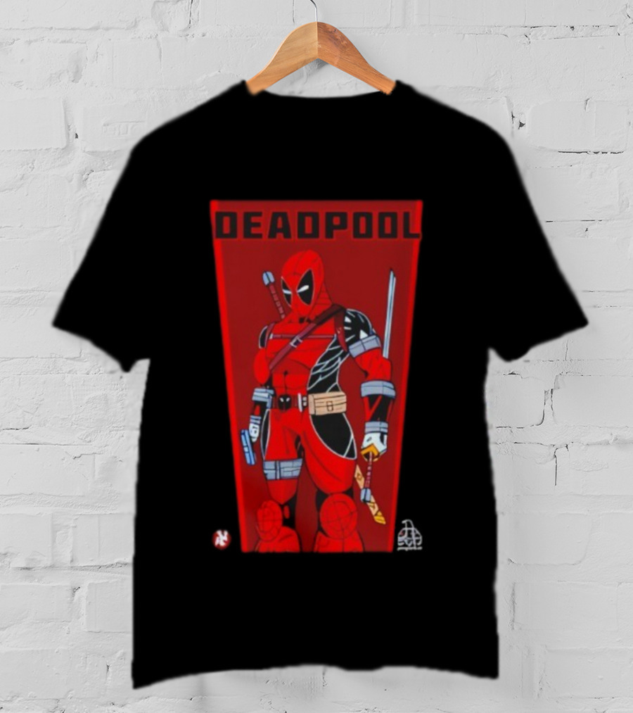 Deadpool Classic Comic Stance Red Black Sword Katanas T-Shirt
