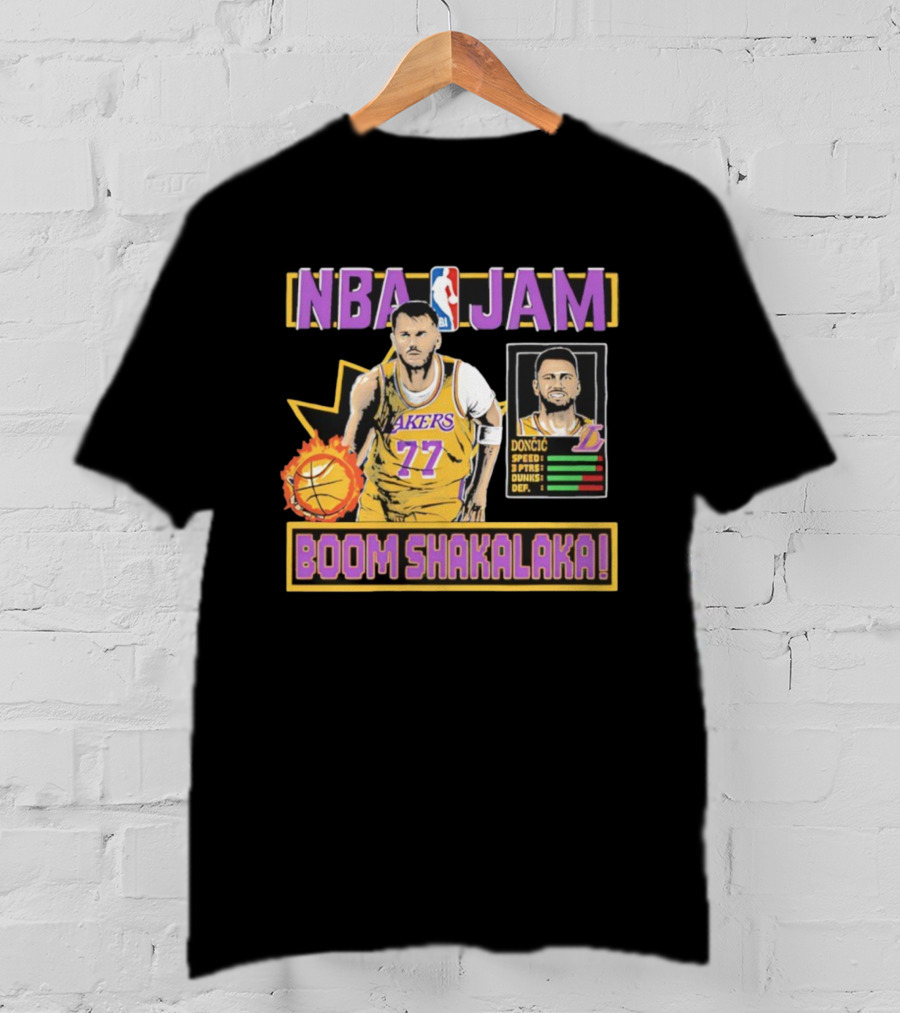 NBA Jam Lakers 77 Doncic Boom Shakalaka T-Shirt