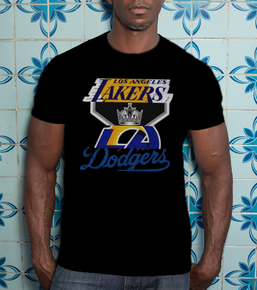 Los Angeles Dodgers Kings Lakers Sports Fan Logo Mashup T-Shirt