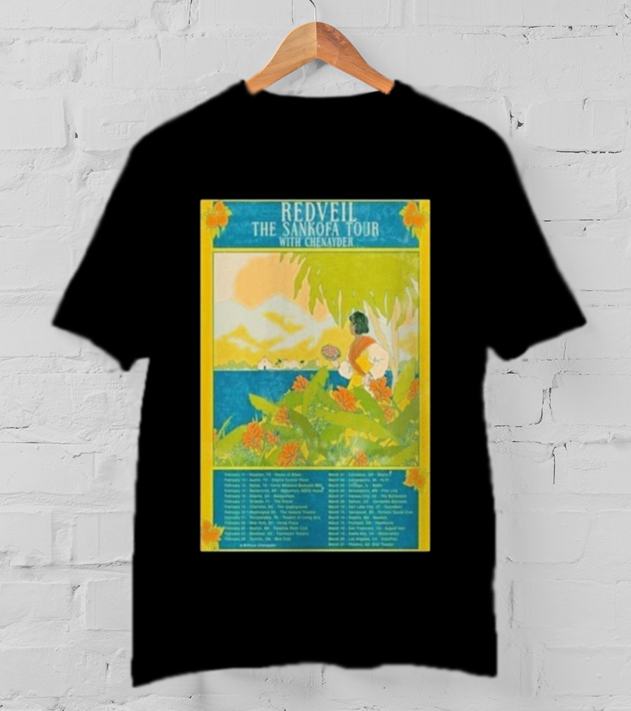 Redveil The Sankofa Tour With Chenayder 2026 Dates And Locations Art Nouveau Style Coastline Scene T-Shirt