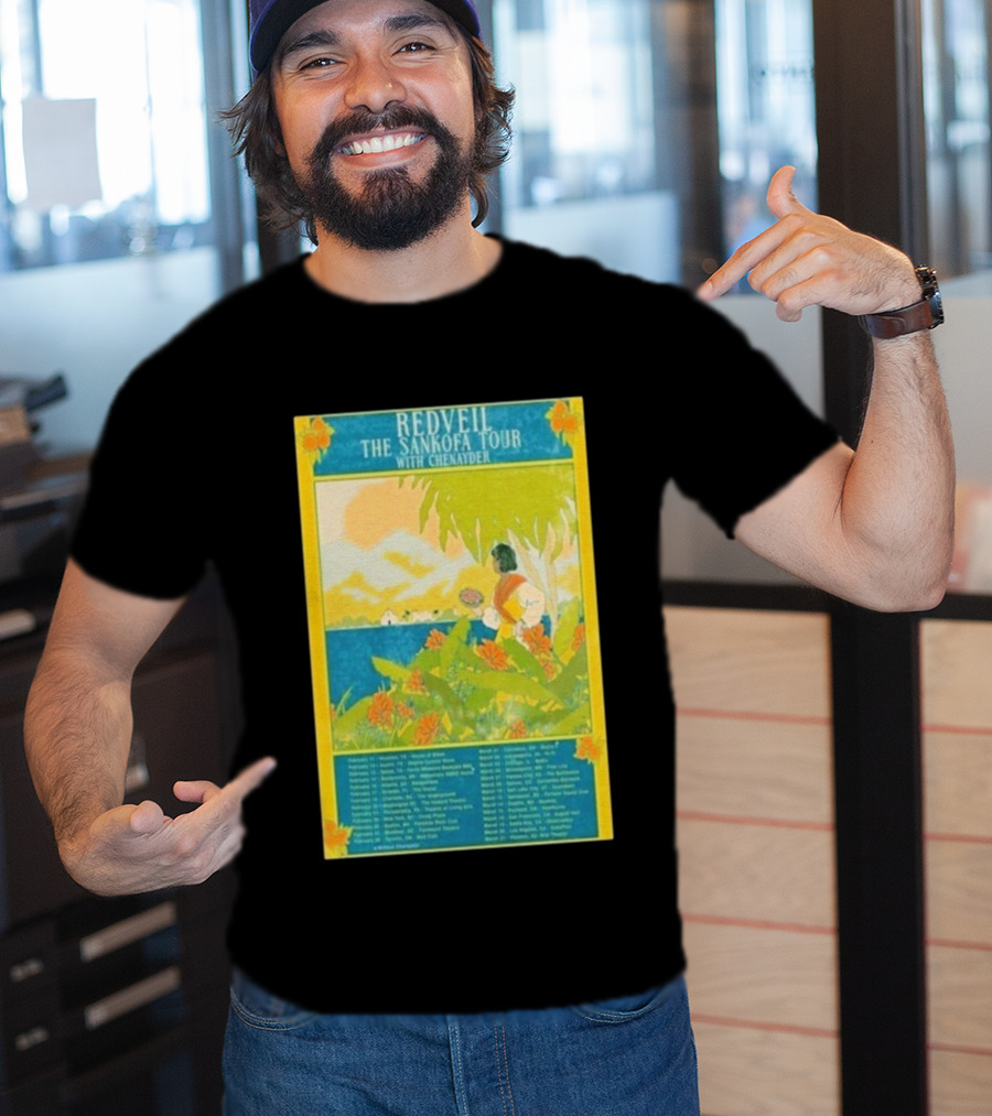 Redveil The Sankofa Tour With Chenayder 2026 Dates And Locations Art Nouveau Style Coastline Scene T-Shirt