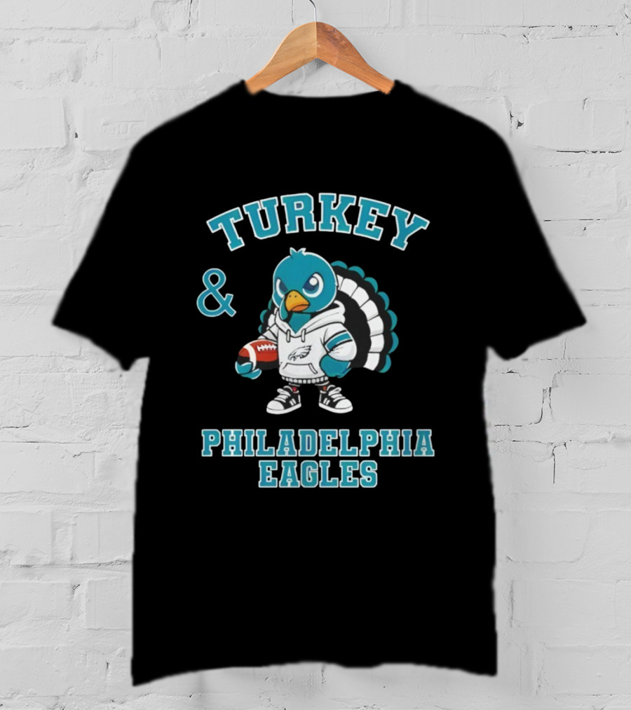 Turkey And Philadelphia Eagles Thanksgiving Football Fan Apparel T-Shirt