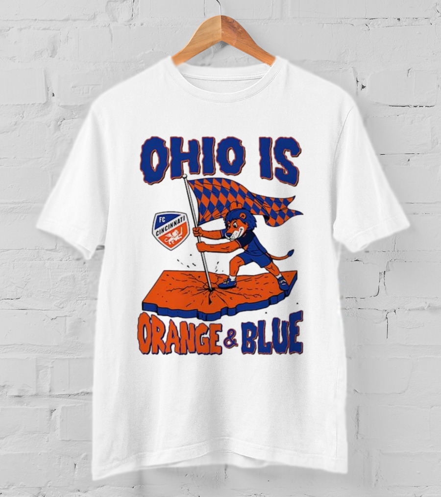 Ohio Is Orange And Blue FC Cincinnati Mascot Flag T-Shirt