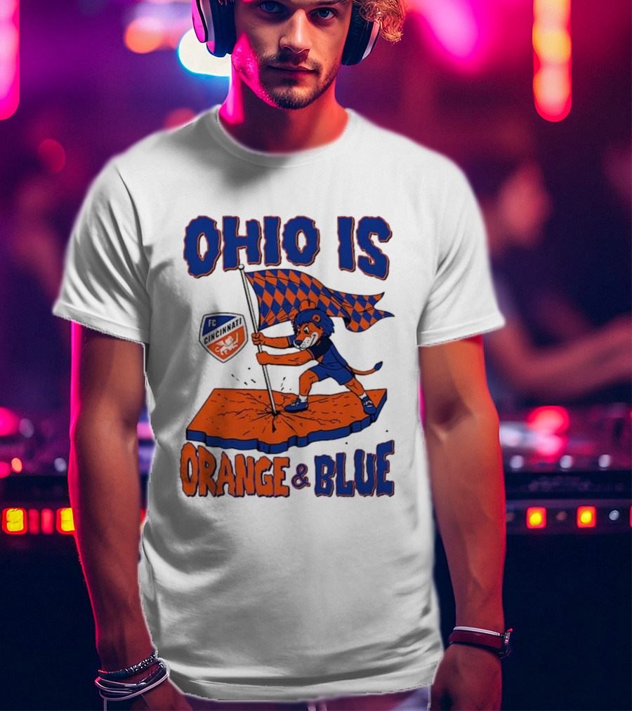 Ohio Is Orange And Blue FC Cincinnati Mascot Flag T-Shirt