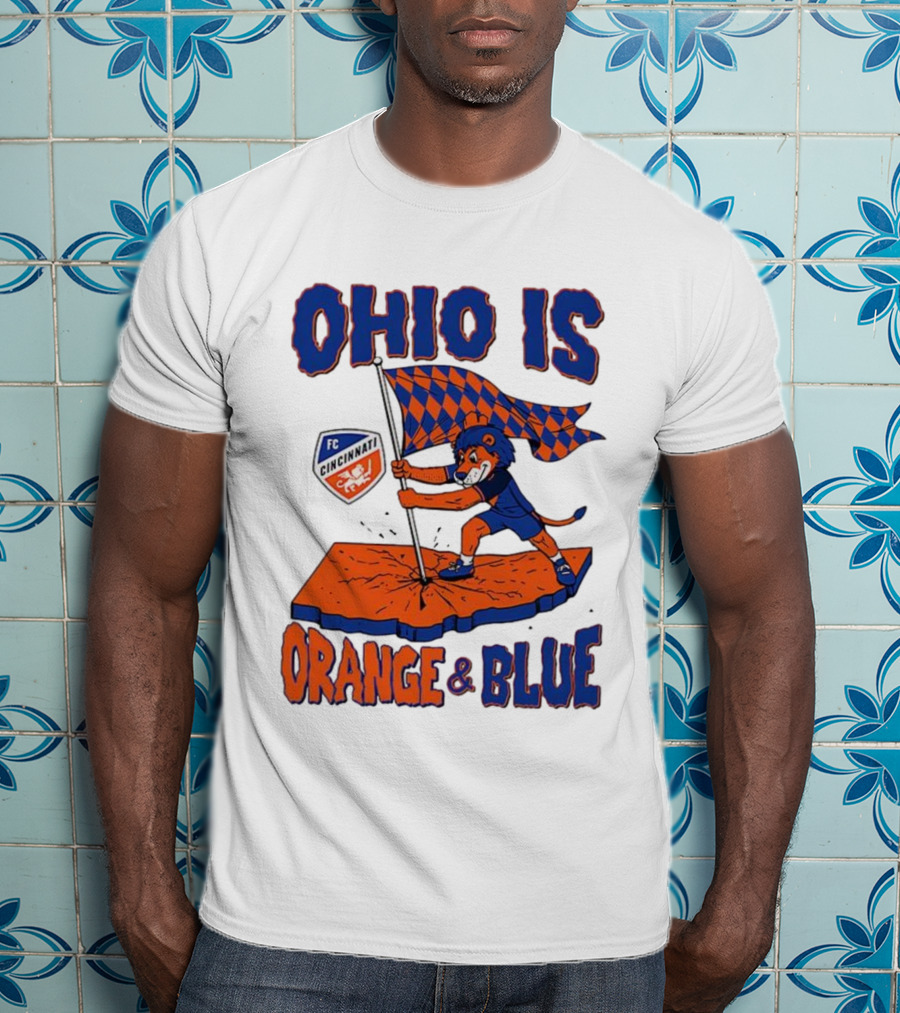 Ohio Is Orange And Blue FC Cincinnati Mascot Flag T-Shirt