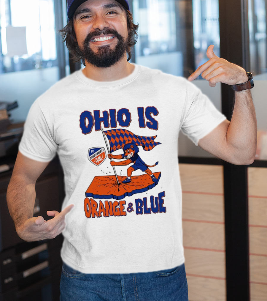 Ohio Is Orange And Blue FC Cincinnati Mascot Flag T-Shirt