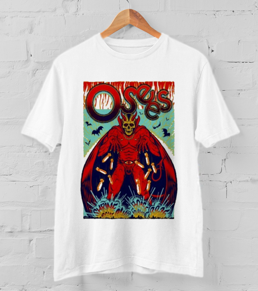 Osees Shrine Social Club Boise Sep 08 2025 Skeleton Demon With Bats T-Shirt