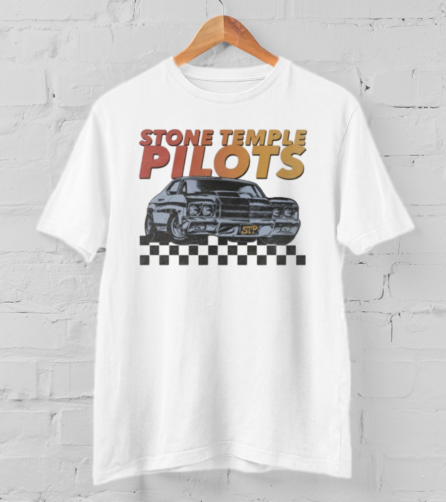 Stone Temple Pilots STP Car Racing Checkerboard T-Shirt