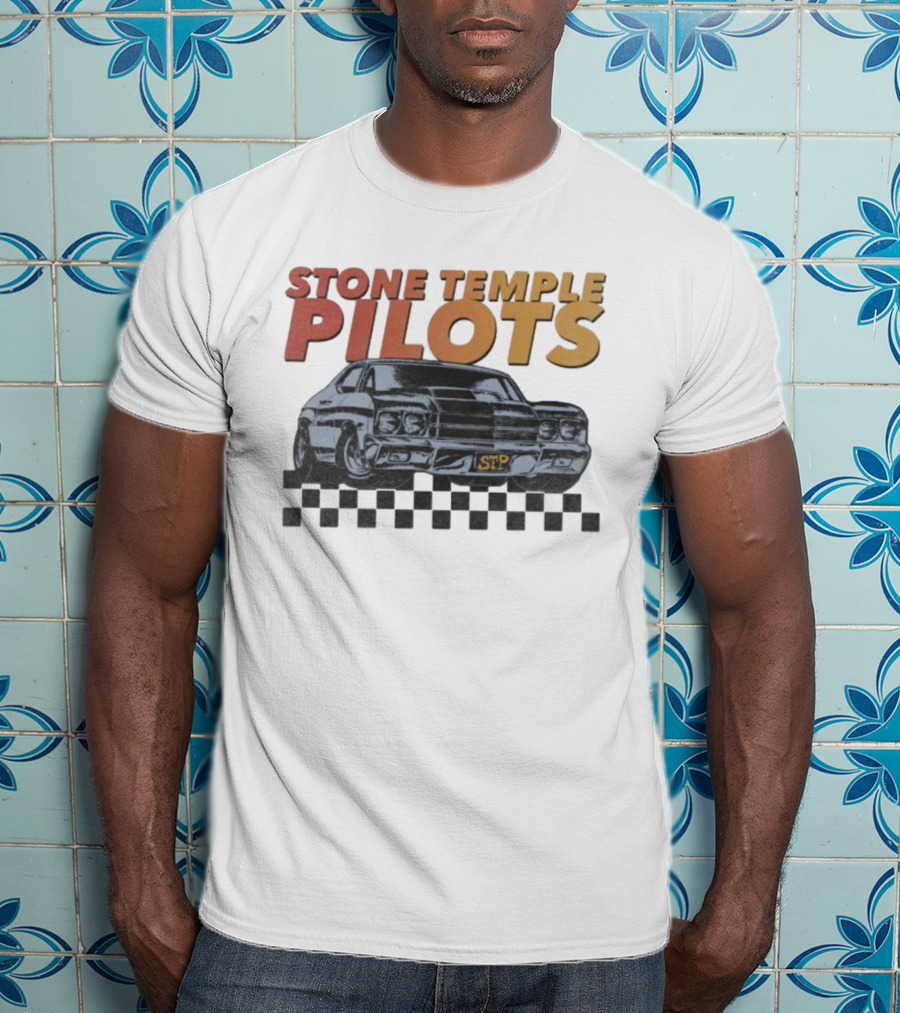 Stone Temple Pilots STP Car Racing Checkerboard T-Shirt