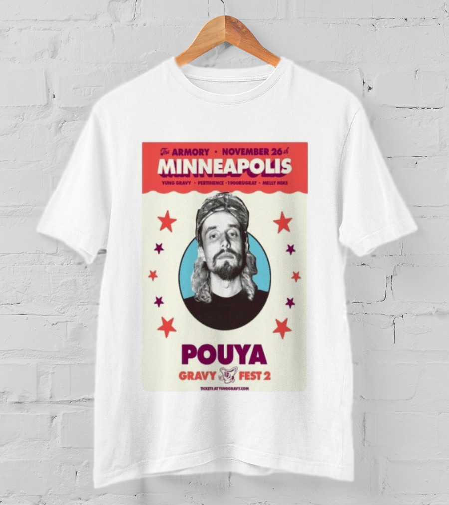 Pouya Gravy Fest 2 Minneapolis The Armory November 26 Featuring Yung Gravy 1900rugrat Melly Mike T-Shirt
