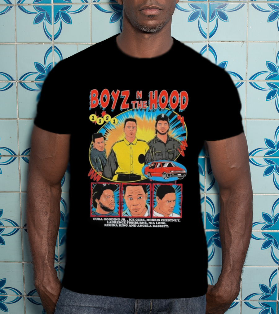 Boyz N The Hood 1991 Cuba Gooding Jr Ice Cube Morris Chestnut Laurence Fishburne Nia Long Regina King Angela Bassett T-Shirt
