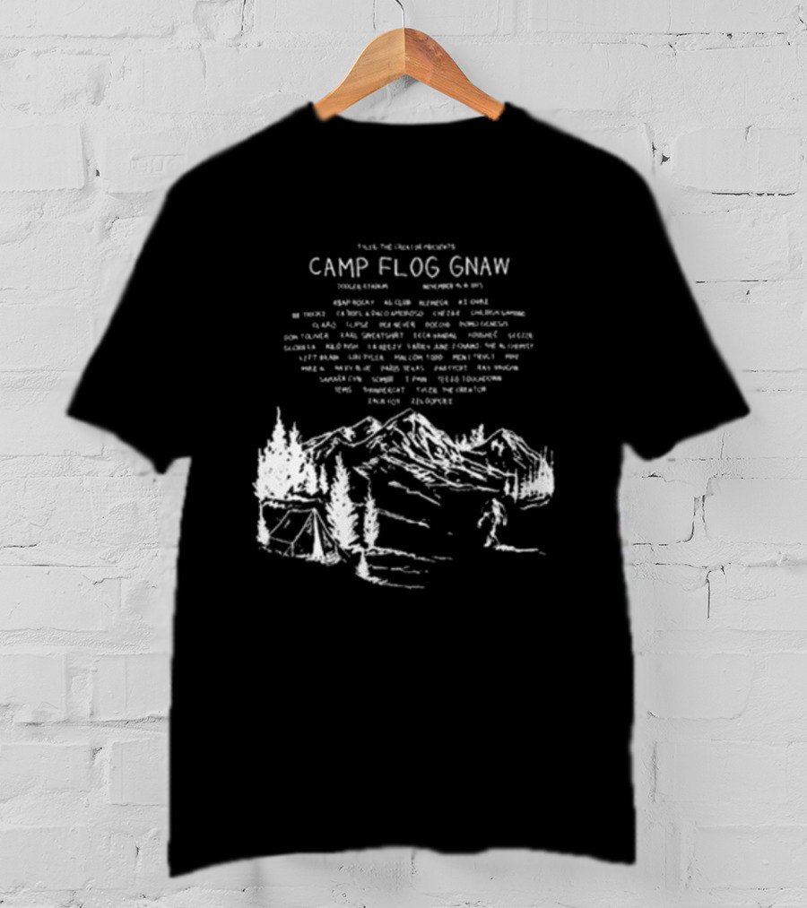 Camp Flog Gnaw 2025 Mountain Bigfoot Tyler The Creator Lineup Adventure T-Shirt