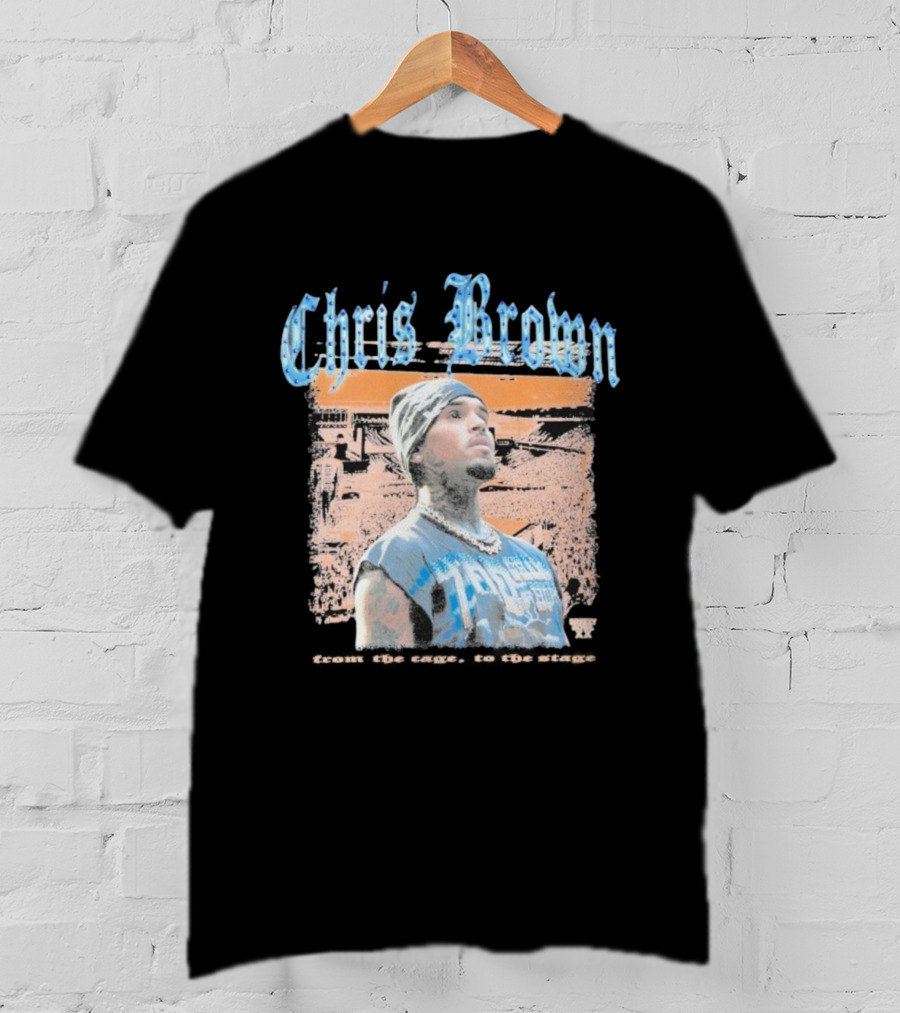 Chris Brown From The Cage To Stage Breezy Bowl XX Rhinestone Concert Performance T-Shirt