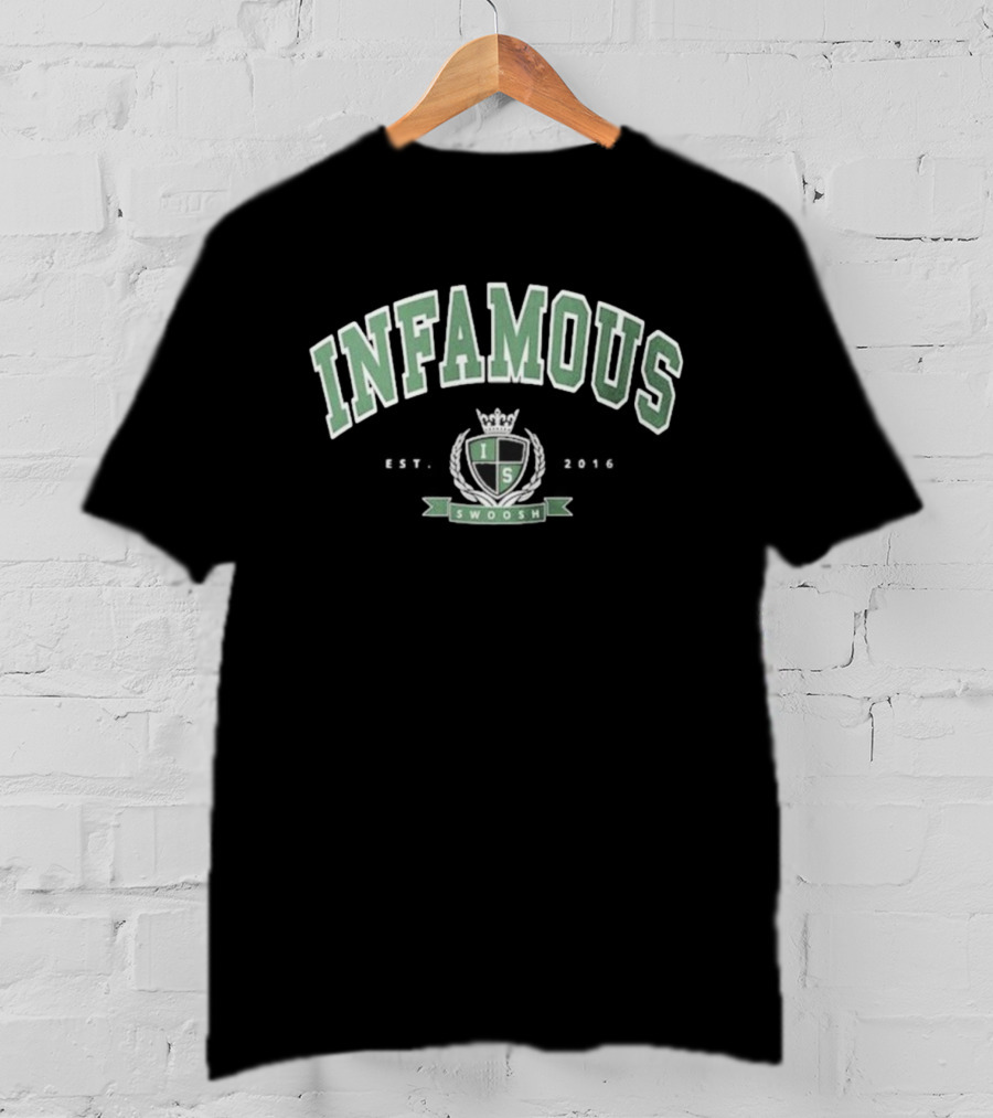 Infamous Swoosh IS 2016 Crowned Crest Varsity Style T-Shirt