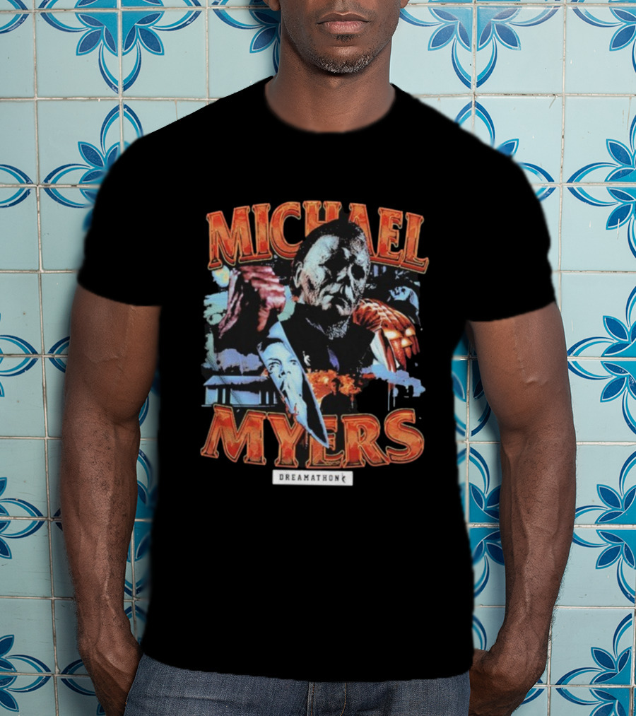 Michael Myers Dreamathon Horror Collage Vintage Style T-Shirt